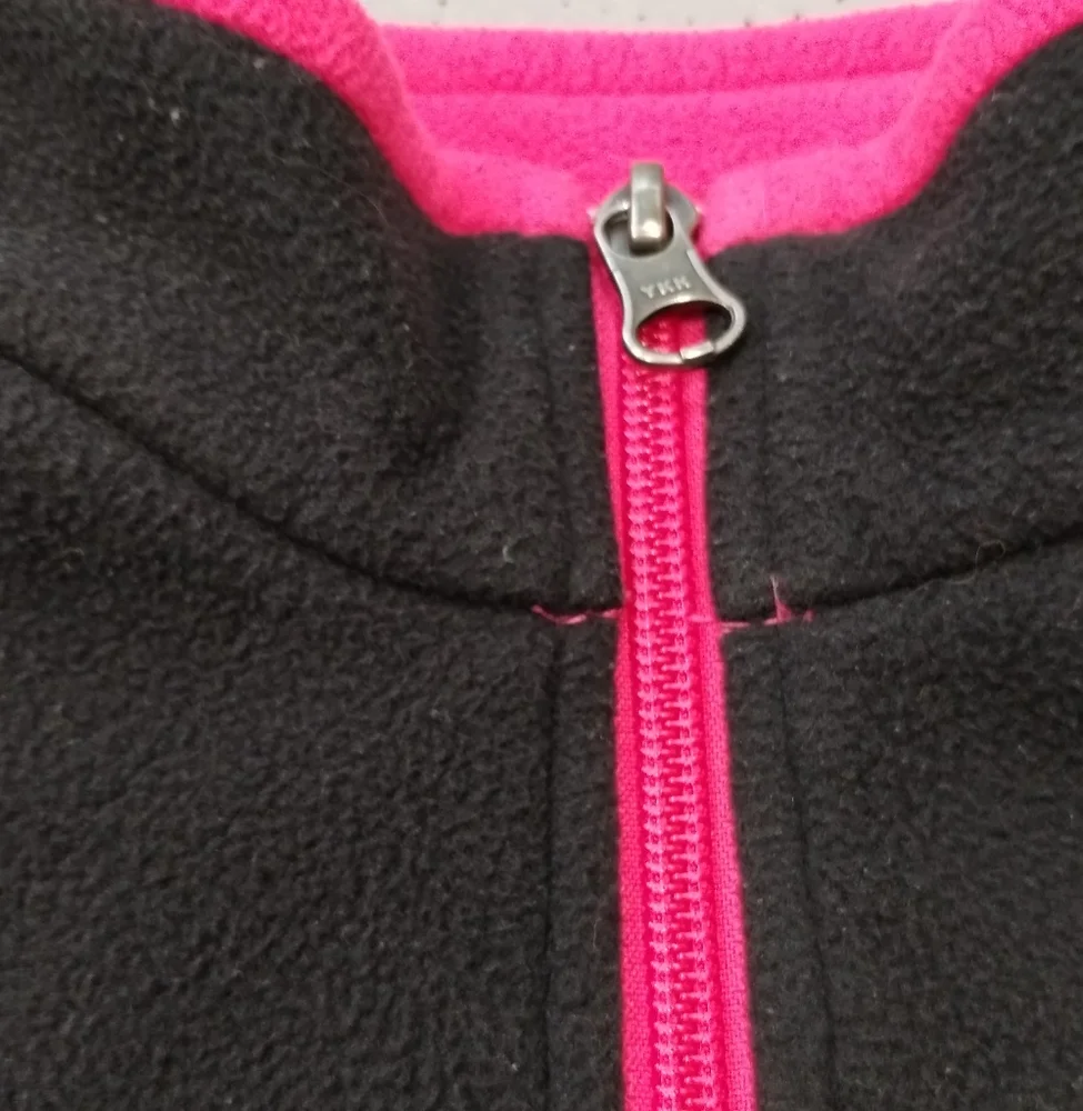The North Face 1/4 Zip Fleece Pull Over sweater Girls L Black & Pink Lightweight - Picture 10 of 13